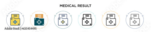 Medical result icon in filled, thin line, outline and stroke style. Vector illustration of two colored and black medical result vector icons designs can be used for mobile, ui, web
