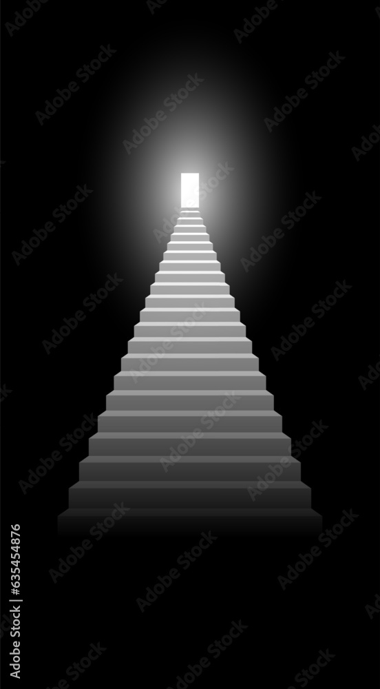 Staircase leading up. Vector illustration of stairs going up to the door with bright light. Template for creativity. Staircase leading up. Vector illustration of stairs going up to the door with bright light. Template for creativity.