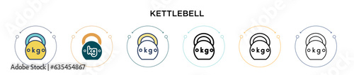 Kettlebell icon in filled, thin line, outline and stroke style. Vector illustration of two colored and black kettlebell vector icons designs can be used for mobile, ui, web
