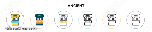 Ancient icon in filled, thin line, outline and stroke style. Vector illustration of two colored and black ancient vector icons designs can be used for mobile, ui, web