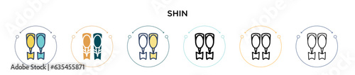 Shin icon in filled, thin line, outline and stroke style. Vector illustration of two colored and black shin vector icons designs can be used for mobile, ui, web