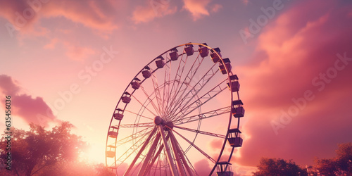 ferris wheel at sunset, ferris wheel at night, 