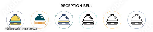 Reception bell icon in filled, thin line, outline and stroke style. Vector illustration of two colored and black reception bell vector icons designs can be used for mobile, ui, web
