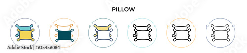 Pillow icon in filled, thin line, outline and stroke style. Vector illustration of two colored and black pillow vector icons designs can be used for mobile, ui, web