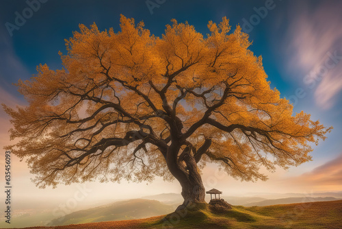 Art concept of an ancestral tree in a beautiful location