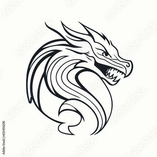 a dragon-themed logo design the logo should be abstract and modern, with a gradi, vector illustration line art