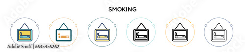 Smoking icon in filled, thin line, outline and stroke style. Vector illustration of two colored and black smoking vector icons designs can be used for mobile, ui, web