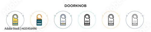 Doorknob sign icon in filled, thin line, outline and stroke style. Vector illustration of two colored and black doorknob sign vector icons designs can be used for mobile, ui, web