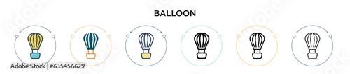 Balloon icon in filled, thin line, outline and stroke style. Vector illustration of two colored and black balloon vector icons designs can be used for mobile, ui, web