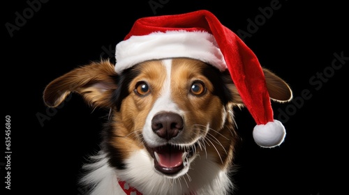 Cute dog in santa hat created with Generative AI technology © pvl0707