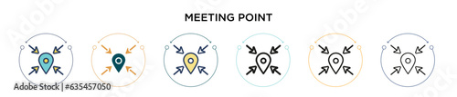 Meeting point icon in filled, thin line, outline and stroke style. Vector illustration of two colored and black meeting point vector icons designs can be used for mobile, ui, web