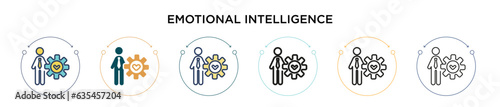 Emotional intelligence icon in filled, thin line, outline and stroke style. Vector illustration of two colored and black emotional intelligence vector icons designs can be used for mobile, ui, web