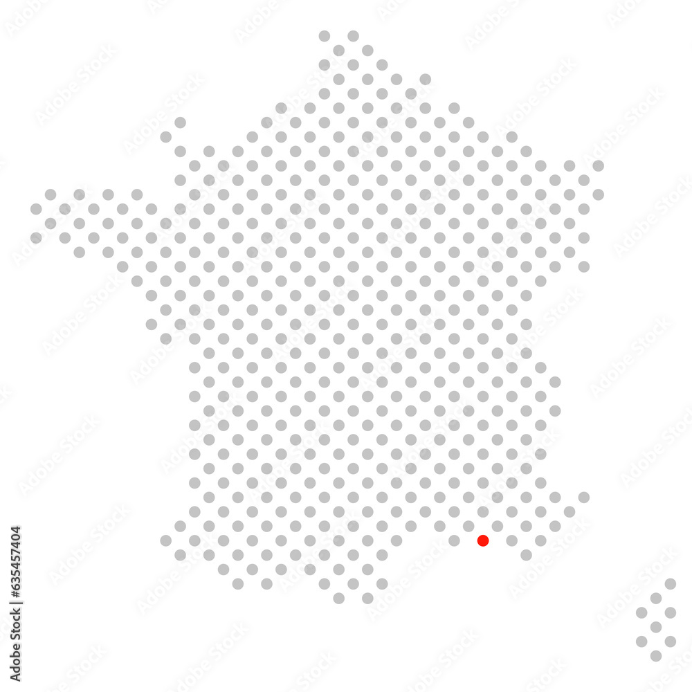 Marseille in Frankreich: Karte aus grauen Punkten mit roter Markierung
