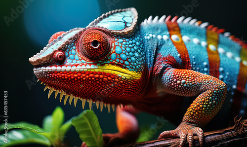 Exotic Chameleon Lizard Closeup  Nature s Vibrant Palette