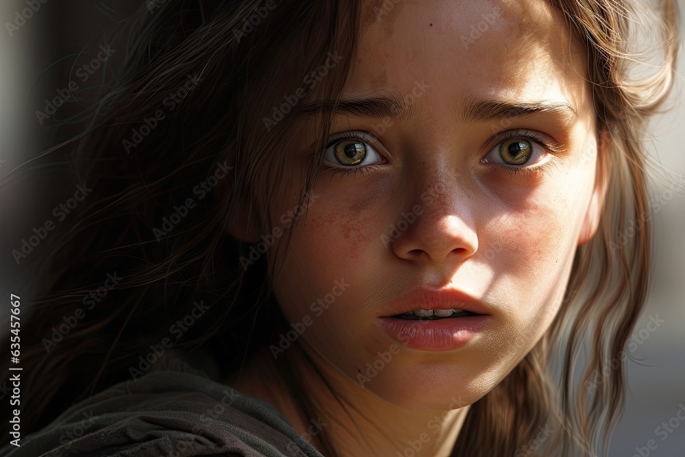 Attractive Caucasian girl, serious expression, urban street backdrop. Concept of cool book or movie character. Attractive Caucasian girl, serious expression, urban street backdrop. Concept of cool book or movie character.