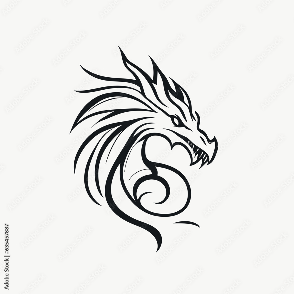 a dragon-themed logo design the logo should be abstract and modern, with a gradi, vector illustration line art