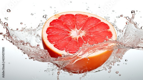 Grapefruit with water splash on white background, Generative AI