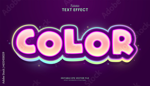 decorative colorful colorful neon rainbow editable text effect vector design
