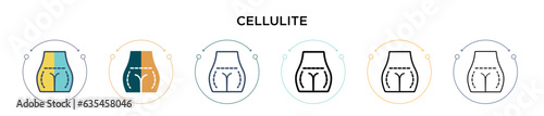 Cellulite icon in filled, thin line, outline and stroke style. Vector illustration of two colored and black cellulite vector icons designs can be used for mobile, ui, web