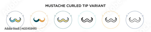 Mustache curled tip variant icon in filled, thin line, outline and stroke style. Vector illustration of two colored and black mustache curled tip variant vector icons designs can be used for mobile,