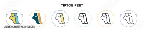 Tiptoe feet icon in filled, thin line, outline and stroke style. Vector illustration of two colored and black tiptoe feet vector icons designs can be used for mobile, ui, web