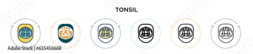 Tonsil icon in filled, thin line, outline and stroke style. Vector illustration of two colored and black tonsil vector icons designs can be used for mobile, ui, web