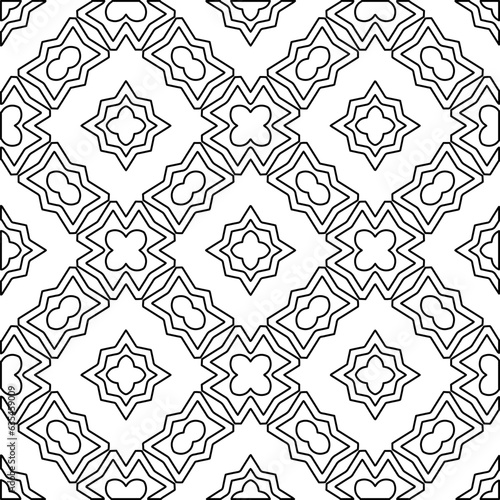 Vector pattern with symmetrical elements . Modern stylish abstract texture. Repeating geometric tiles from striped elements.Black and white pattern.