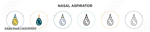 Nasal aspirator icon in filled, thin line, outline and stroke style. Vector illustration of two colored and black nasal aspirator vector icons designs can be used for mobile, ui, web