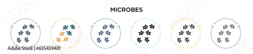 Microbes icon in filled, thin line, outline and stroke style. Vector illustration of two colored and black microbes vector icons designs can be used for mobile, ui, web