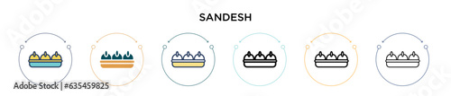 Sandesh icon in filled, thin line, outline and stroke style. Vector illustration of two colored and black sandesh vector icons designs can be used for mobile, ui, web photo