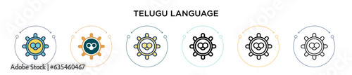 Telugu language icon in filled, thin line, outline and stroke style. Vector illustration of two colored and black telugu language vector icons designs can be used for mobile, ui, web photo