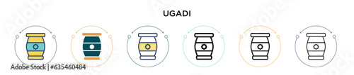 Ugadi icon in filled, thin line, outline and stroke style. Vector illustration of two colored and black ugadi vector icons designs can be used for mobile, ui, web