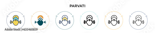 Parvati icon in filled, thin line, outline and stroke style. Vector illustration of two colored and black parvati vector icons designs can be used for mobile, ui, web