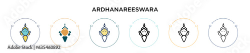 Ardhanareeswara icon in filled, thin line, outline and stroke style. Vector illustration of two colored and black ardhanareeswara vector icons designs can be used for mobile, ui, web photo