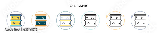 Oil tank icon in filled, thin line, outline and stroke style. Vector illustration of two colored and black oil tank vector icons designs can be used for mobile, ui, web