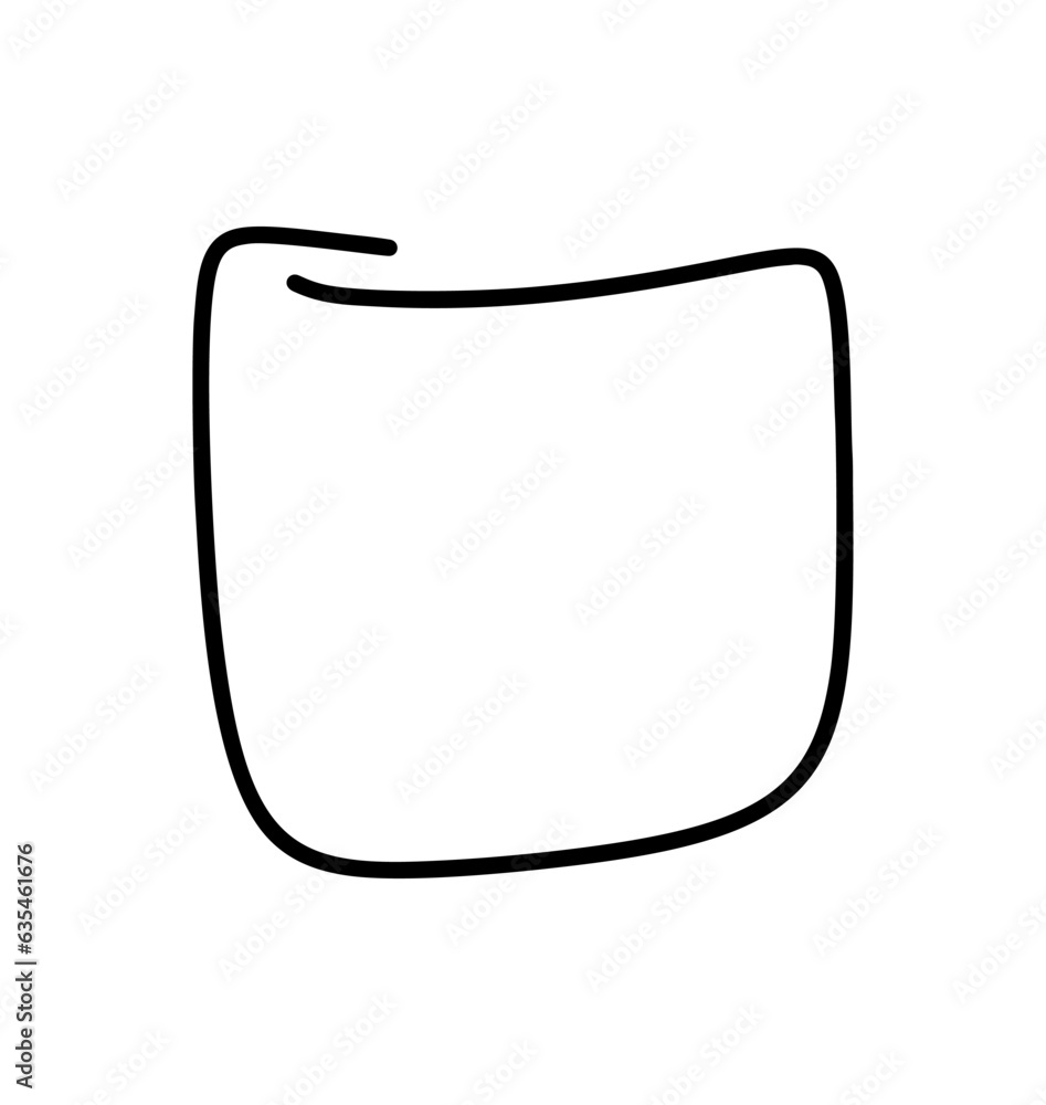 Obraz premium Hand drawn square line frame sketch. Vector circular scribble doodle for message note mark design element. Pencil or pen graffiti draft illustration