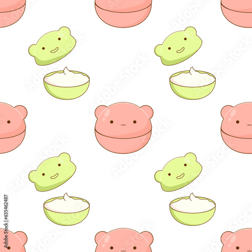 kawaii korean cosmetics seamless pattern. Vector illustration