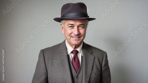 Businessman in a hat smiling. Generative AI