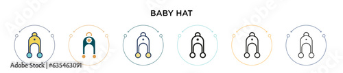 Baby hat icon in filled, thin line, outline and stroke style. Vector illustration of two colored and black baby hat vector icons designs can be used for mobile, ui, web