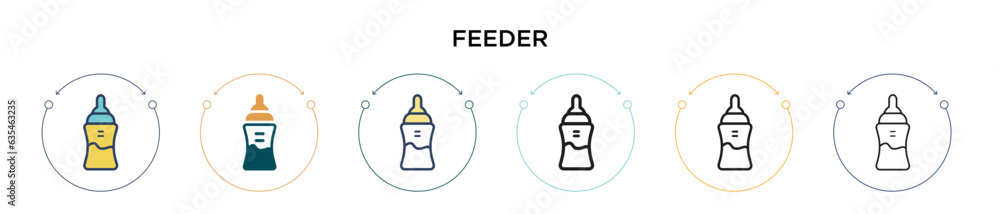 Feeder icon in filled, thin line, outline and stroke style. Vector illustration of two colored and black feeder vector icons designs can be used for mobile, ui, web