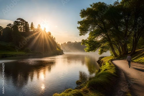 sunrise over the river