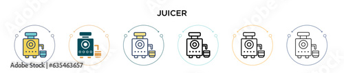 Juicer icon in filled, thin line, outline and stroke style. Vector illustration of two colored and black juicer vector icons designs can be used for mobile, ui, web