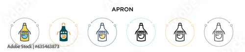 Apron icon in filled, thin line, outline and stroke style. Vector illustration of two colored and black apron vector icons designs can be used for mobile, ui, web