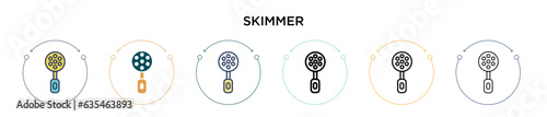 Skimmer icon in filled, thin line, outline and stroke style. Vector illustration of two colored and black skimmer vector icons designs can be used for mobile, ui, web