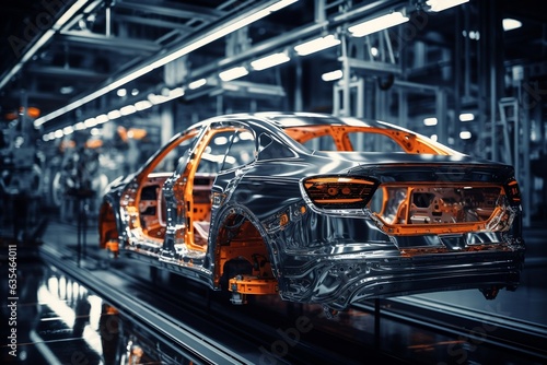Car factory - A modern car production plant, Generative Ai