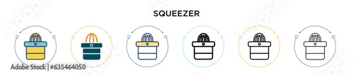 Squeezer icon in filled, thin line, outline and stroke style. Vector illustration of two colored and black squeezer vector icons designs can be used for mobile, ui, web