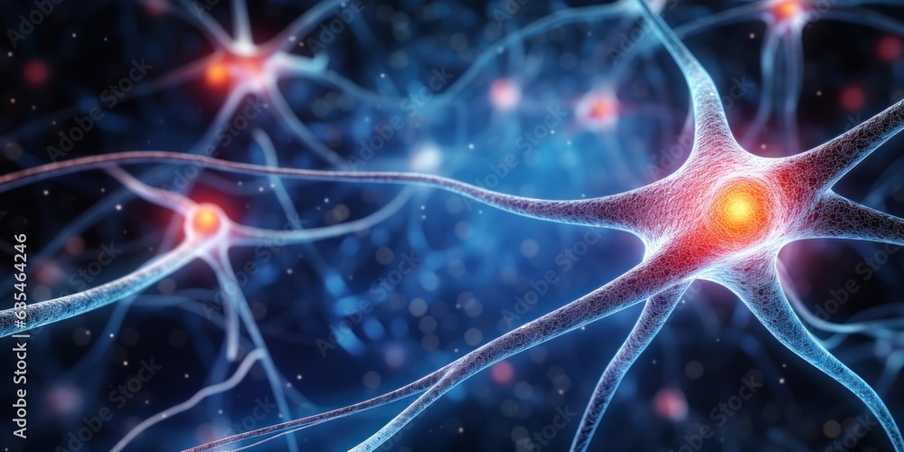 illustration of neuron, generative AI illustration of neuron, generative AI