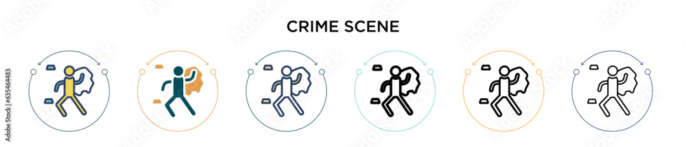 Crime scene icon in filled, thin line, outline and stroke style. Vector ...