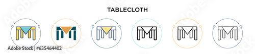 Tablecloth icon in filled, thin line, outline and stroke style. Vector illustration of two colored and black tablecloth vector icons designs can be used for mobile, ui, web