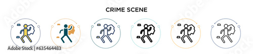 Crime scene icon in filled, thin line, outline and stroke style. Vector illustration of two colored and black crime scene vector icons designs can be used for mobile, ui, web